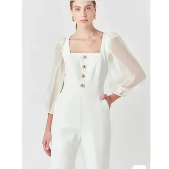 🤍 Endless Rose Organza Sleeve Jumpsuit – Size L | NWOT🤍 - Picture 3 of 13